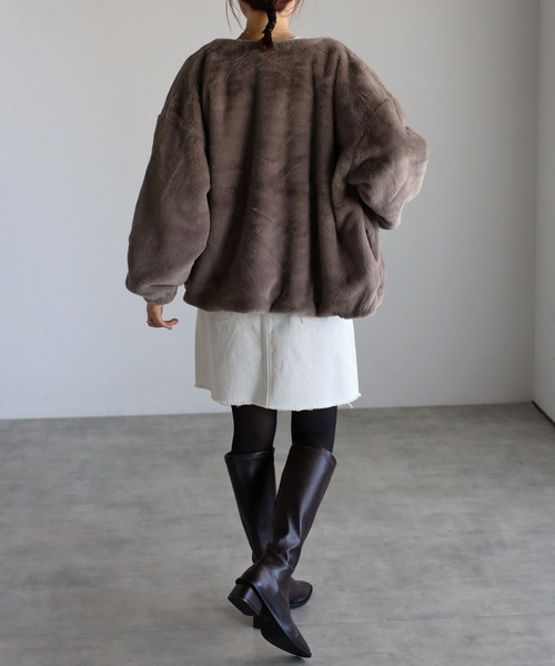 Fizz（フィズ） ジャケット ノーカラージャケット フェイクファーノー