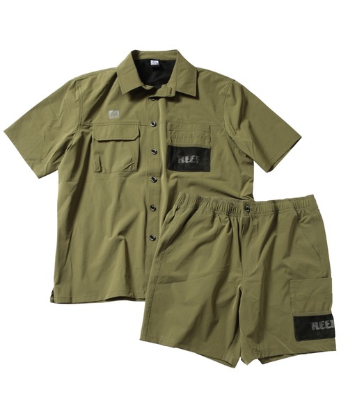 REEF  リーフ　BAJA COLAR SHIRTS   半袖シャツ　L SUN SURF サンサーフ コットン×リネン スラブヤーン オープン