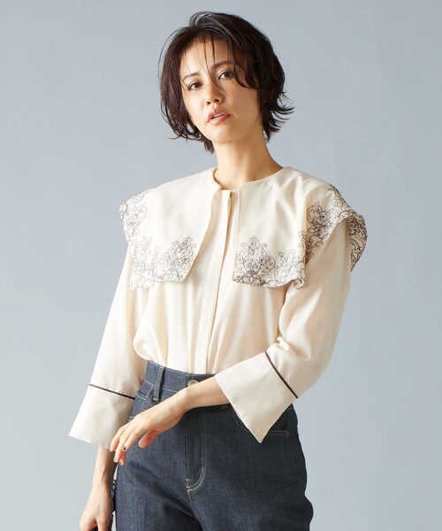 ブラウス シャツ 「洗える」2WAYエンブロイダリーブラウス レディース 自由区 ブラウス シャツ 「2WAY・洗える」コードエンブロイ