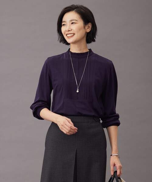 J.PRESS tシャツ ウォッシャブルウール フリルネック カットソー