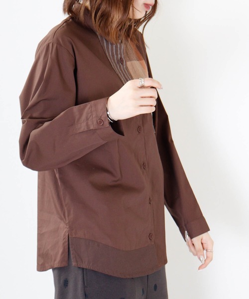 Emago ブラウス シャツ EMAGO パッチワークシャツ レディース