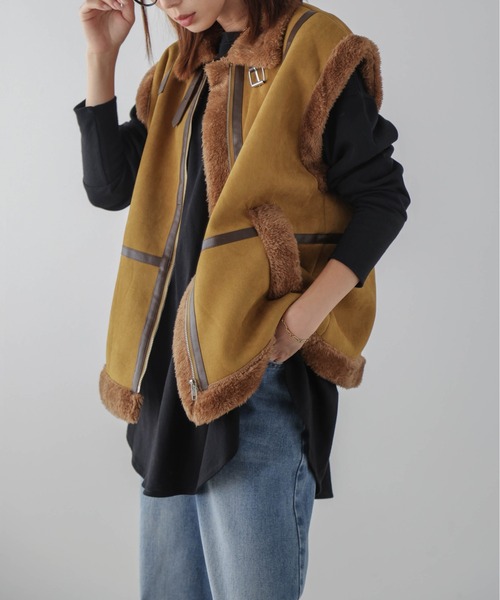 大人女性の ベスト ジレ ZOZOTOWN : レディース エコファームートンベスト ジャケット・アウター