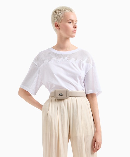 ARMANIアルマーニエクスチェンジロゴ メッシュクロップドTシャツ ARMANI EXCHANGE tシャツ 「A|X アルマーニ エクスチェンジ