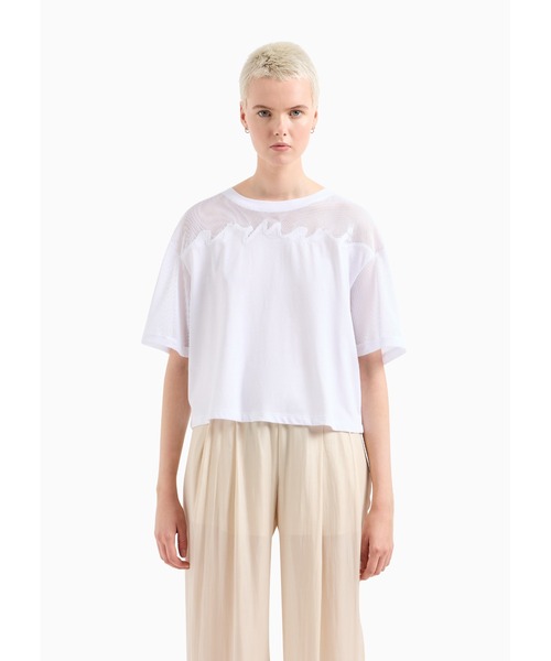 ARMANIアルマーニエクスチェンジロゴ メッシュクロップドTシャツ AXロゴ メッシュクロップドTシャツ | Armani Exchange