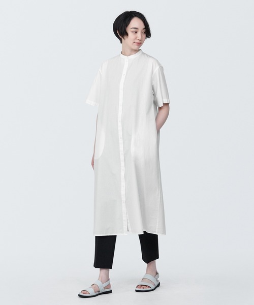 無印良品（MUJI） ワンピース 婦人 涼感 ブロードスタンドカラー半袖