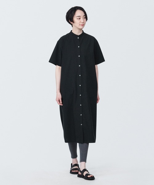 無印良品（MUJI） ワンピース 婦人 涼感 ブロードスタンドカラー半袖