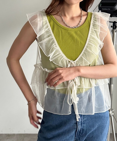 ベスト ジレ リボンチュールベスト レディース Bou Jeloud ベスト ジレ リボンチュールベスト レディース