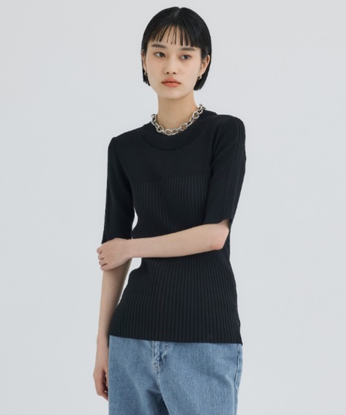 tシャツ 「WRAPINKNOT/ラッピンノット」「STUDIOUS別注」ハーフスリーブリブトップス レディース