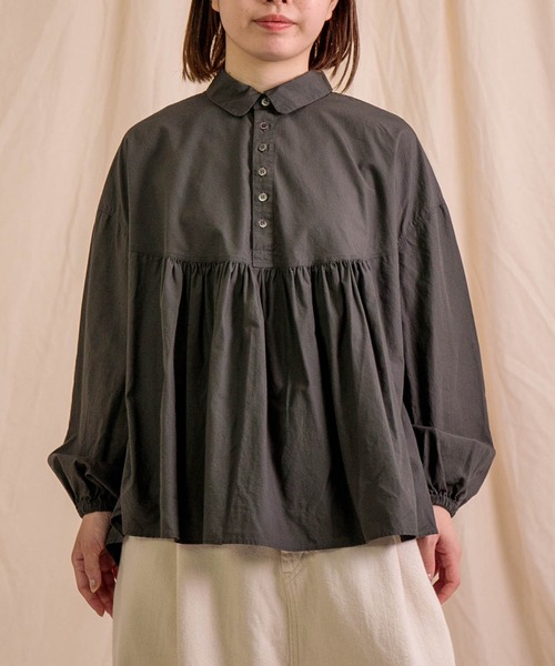 ブラウス シャツ 「Brocante / ブロカント」 50ブロード ペタルシャツ レディース