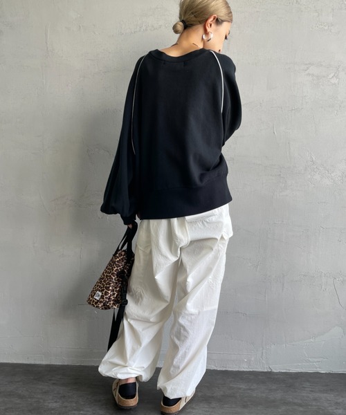 トレーナー スウェット 「Americana×JEANS FACTORY/アメリカーナ×ジーンズファクトリー」 別注 ボリュームスリーブ ロゴプリント AMERICANA トレーナー スウェット 「Americana×JEANS FACTORY