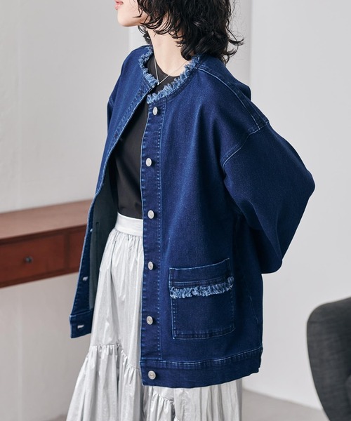 RANAN（ラナン） デニムジャケット gジャン ノーカラーデニム
