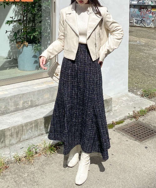 INGNI スカート BackレースUPツイードマーメイドスカート／A