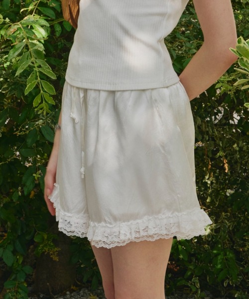 GIUNON パンツ double lace satin pants / ダブルレースサテン