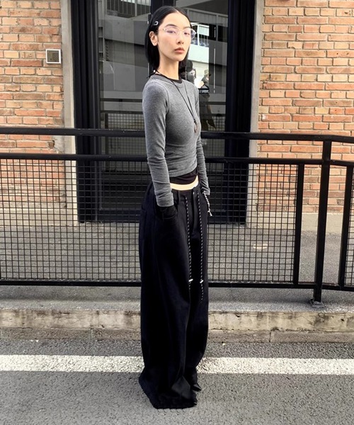 chuclla パンツ 「LONSLAN」ワイドレッグ スウェットパンツ 