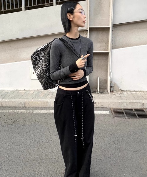 chuclla パンツ 「LONSLAN」ワイドレッグ スウェットパンツ 