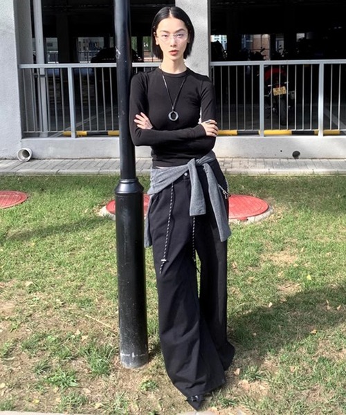chuclla パンツ 「LONSLAN」ワイドレッグ スウェットパンツ 