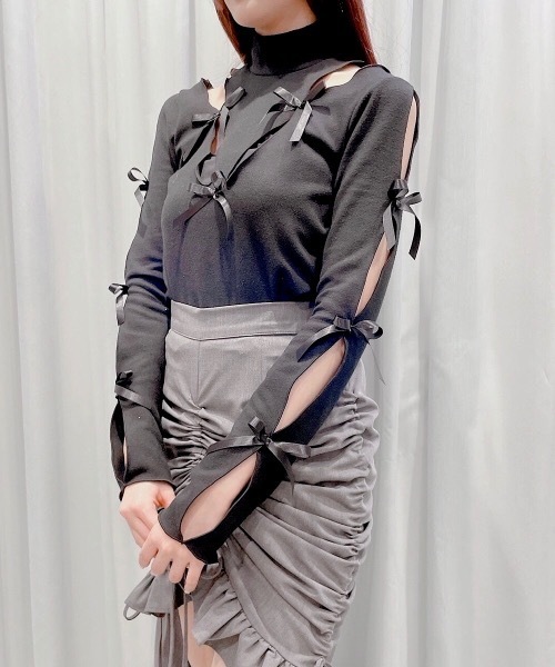 トップス lil lilLilly tシャツ スウェットフリルジップトップス レディース