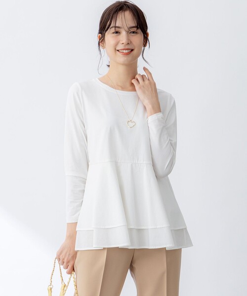 組曲（KUMIKYOKU） tシャツ シャツコンビティアード ロングTシャツ 