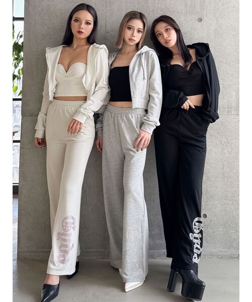 GYDA（ジェイダ） スウェットパンツ ジャージ GYDAラメフレアパンツ