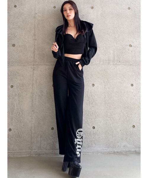 GYDA（ジェイダ） スウェットパンツ ジャージ GYDAラメフレアパンツ