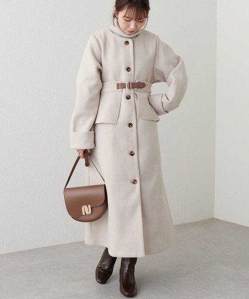 「natural couture」 ノーカラーコート X-SMALL ブラウン レディース_画像6