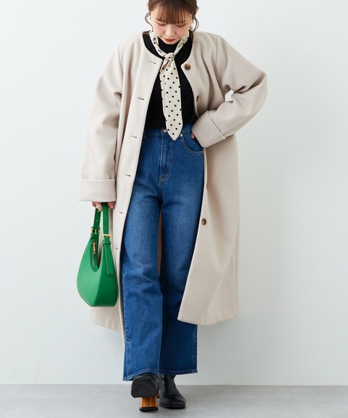 「natural couture」 ノーカラーコート X-SMALL ブラウン レディース_画像8