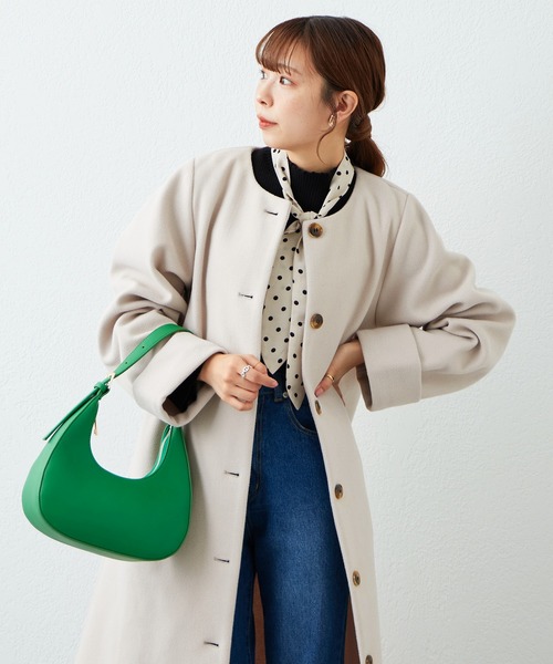 「natural couture」 ノーカラーコート X-SMALL ブラウン レディース_画像9