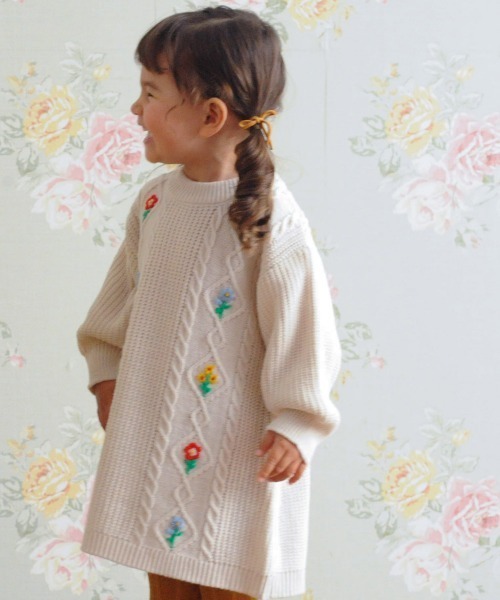 「combimini」 「KIDS」ニットワンピース 80 ネイビー キッズ_画像6