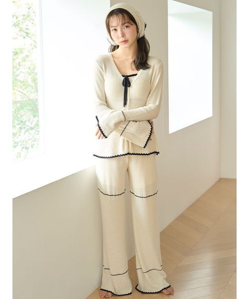 スナイデルホーム パジャマ ロングウェア セール】【Milky】 ケーブルロングパンツ（ルームウェア
