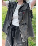 ベスト ジレ Fringe denim sle...の詳細画像2