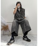 ベスト ジレ Fringe denim sle...の詳細画像4