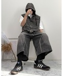 ベスト ジレ Fringe denim sle...の詳細画像5