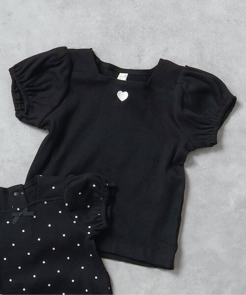 tシャツ 「WEB限定/ジュニア対応」スクエアネックパフスリーブ半袖Tシャツ キッズ 子供服 女の子 | apres les cours | 02