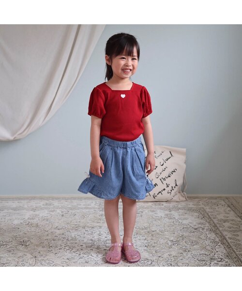tシャツ 「WEB限定/ジュニア対応」スクエアネックパフスリーブ半袖Tシャツ キッズ 子供服 女の子 | apres les cours | 14