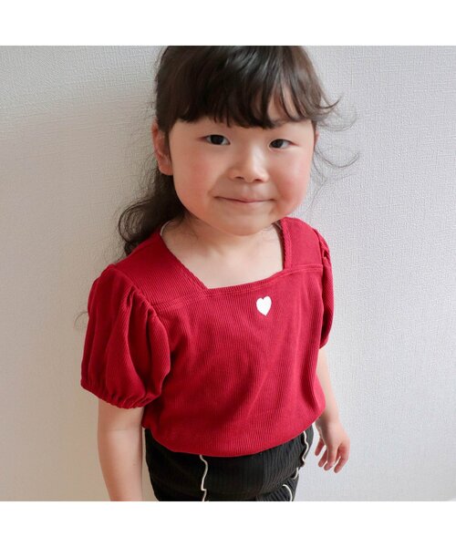 tシャツ 「WEB限定/ジュニア対応」スクエアネックパフスリーブ半袖Tシャツ キッズ 子供服 女の子 | apres les cours | 15