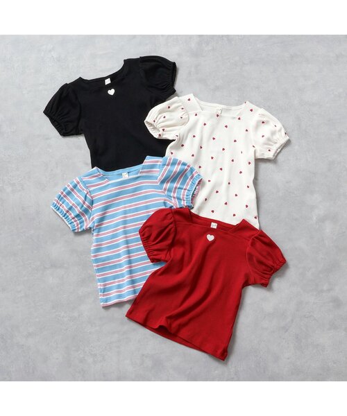 tシャツ 「WEB限定/ジュニア対応」スクエアネックパフスリーブ半袖Tシャツ キッズ 子供服 女の子 | apres les cours | 18