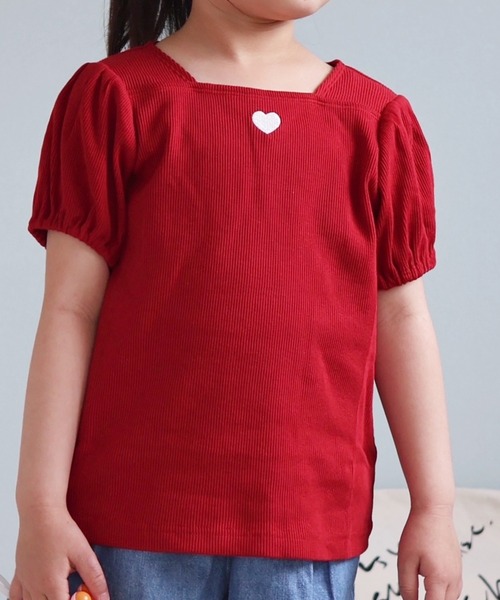 tシャツ 「WEB限定/ジュニア対応」スクエアネックパフスリーブ半袖Tシャツ キッズ 子供服 女の子 | apres les cours | 03