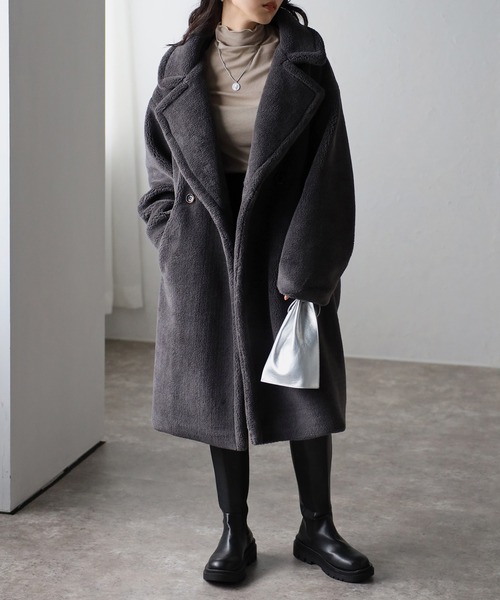 r.（アールドット） ピーコート FREE チャコールグレー レディース