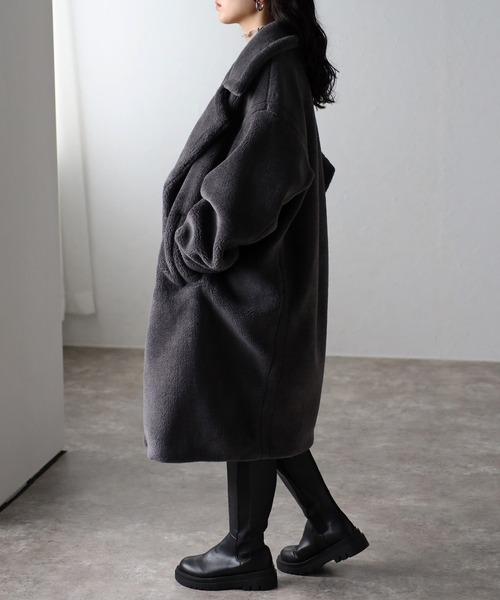 COACH ダークグレー ピーコート ウール チャコール グレー COACH ダークグレー ピーコート ウール