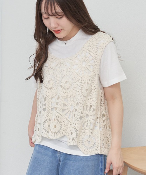 Remind me and forever ニット セーター カギ針ベスト+Tシャツ