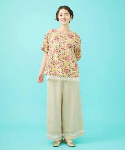 Jocomomola（ホコモモラ） パンツ ピコリネンワイドシルエットパンツ