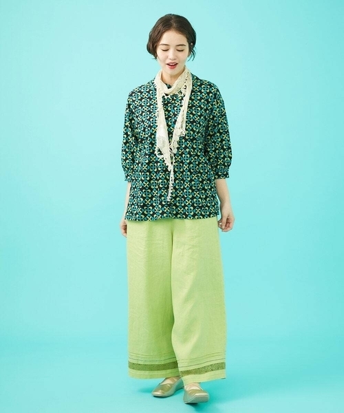 ホコモモラ（JOCOMOMOLA）/ピコリネンワイドシルエットパンツ Jocomomola（ホコモモラ） パンツ ピコリネンワイドシルエットパンツ