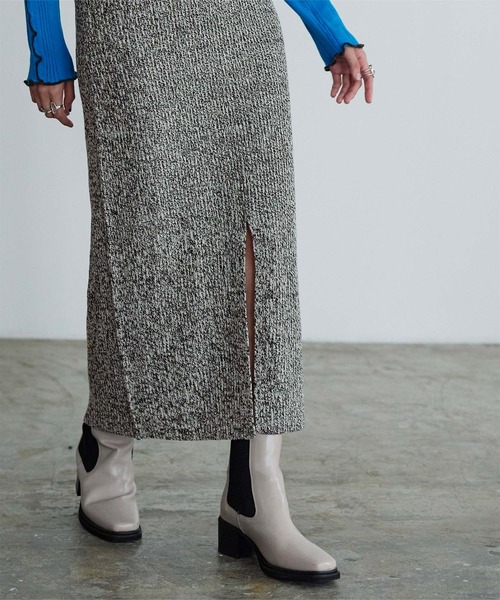 「miette」 ニットスカート M オレンジ レディース_画像3