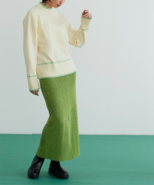 「miette」 ニットスカート M オレンジ レディース_画像5