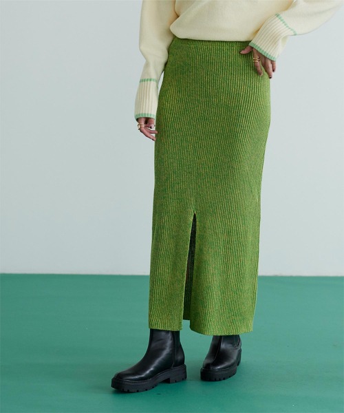 「miette」 ニットスカート M オレンジ レディース_画像6