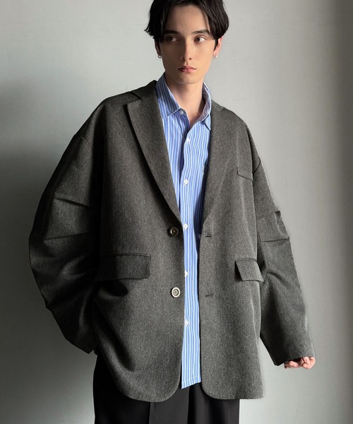 shellerヘリンボーンオーバーサイズジャケット herringbone over size jacket coat – shéller / シェリエ