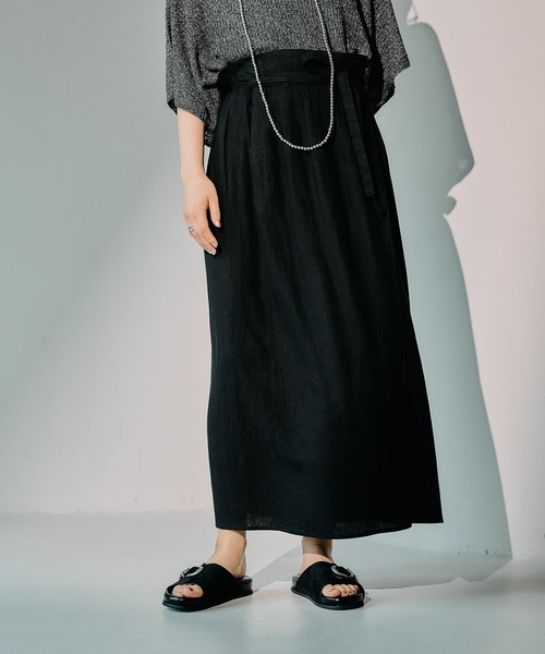 LEPSIM（レプシィム） ロング スカート リネンブレンドラップスカート