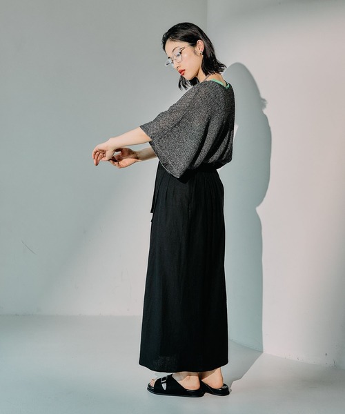 セリーヌ　フィービー期　リネン　コットン　ラップスカート　巻きスカート　黒　36 CELINE セリーヌ スカート サイズ38 フィービー期 ラップスカート 巻き