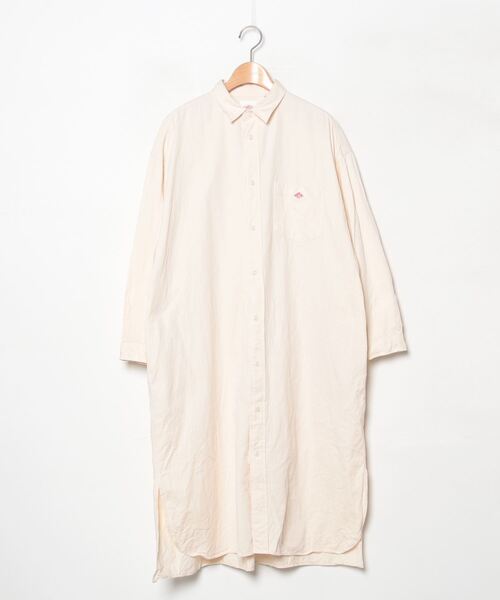 DANTON 半袖ワンピース 36 ベージュ Danton 「DANTON」 ワンポイントシャツワンピース 36 ベージュ