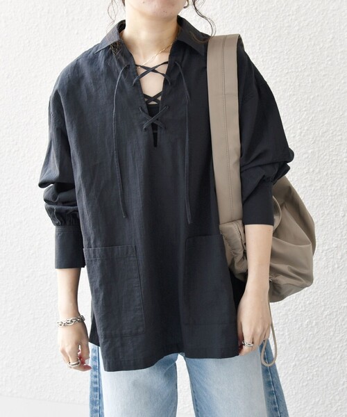 「SHIPS any」 長袖シャツ ONE SIZE ブラック レディース